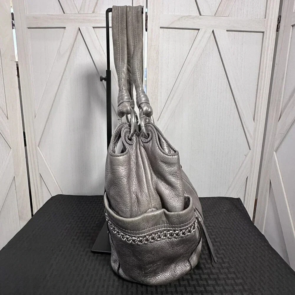 B Makowsky Metallic Pewter Alice Shopper